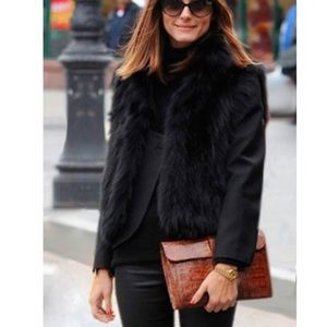 Abercrombie black faux fur vest